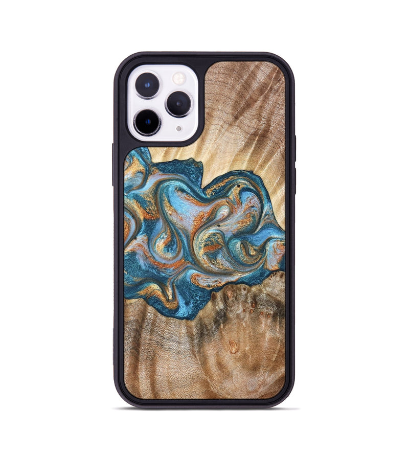iPhone 11 Pro Wood Phone Case - Aracely (Teal & Gold, 823459)
