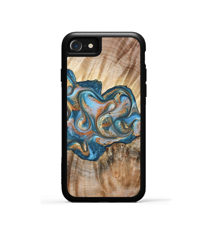 iPhone SE Wood Phone Case - Aracely (Teal & Gold, 823459)