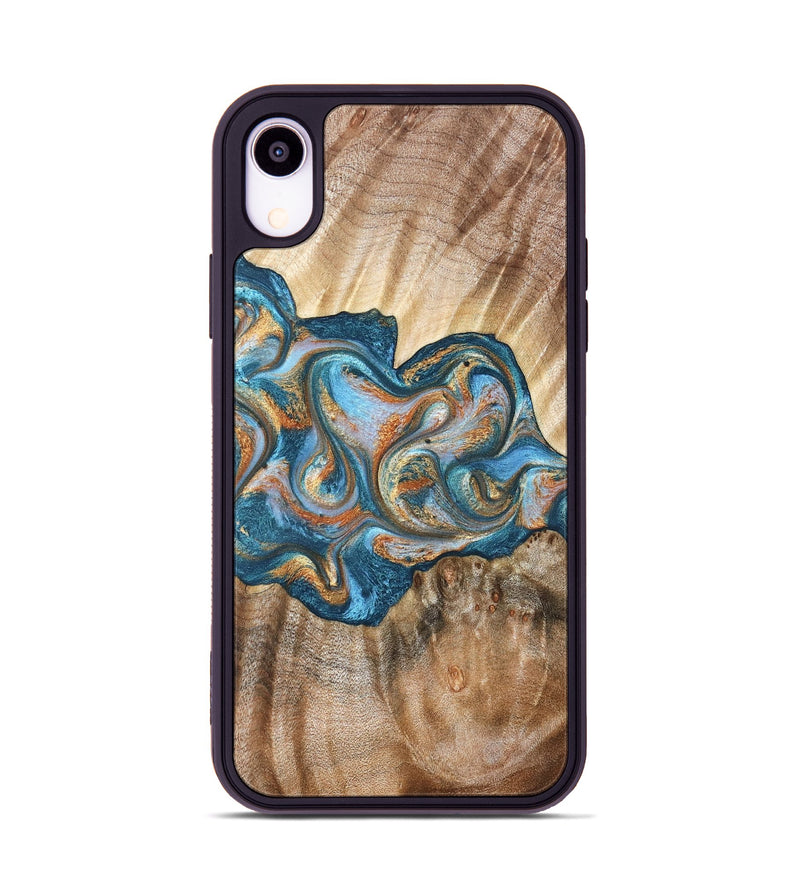 iPhone Xr Wood Phone Case - Aracely (Teal & Gold, 823459)