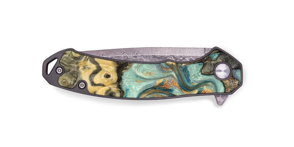 EDC Wood Pocket Knife - Glenna (Teal & Gold, 823460)