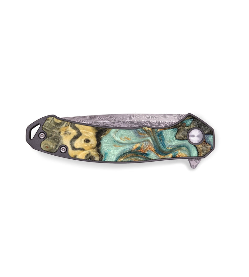 EDC Wood Pocket Knife - Glenna (Teal & Gold, 823460)