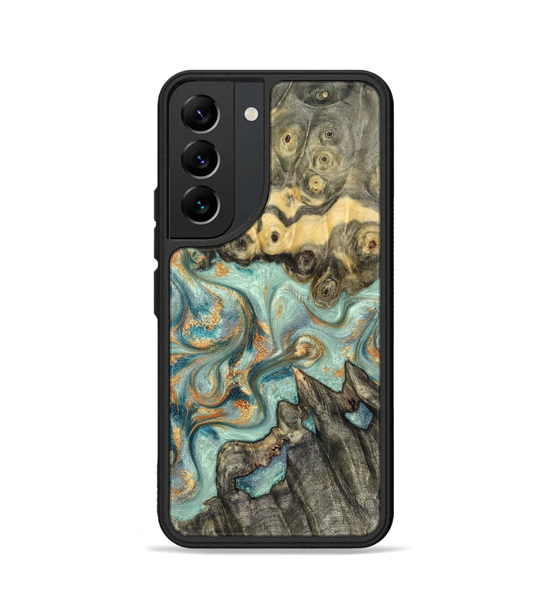 Galaxy S22 Wood Phone Case - Glenna (Teal & Gold, 823460)