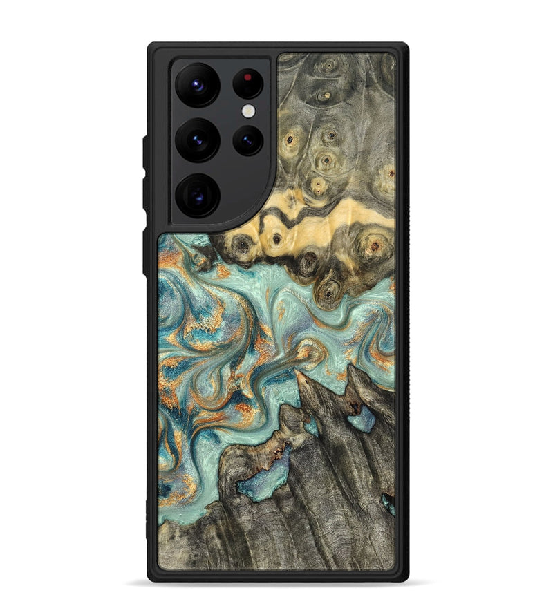 Galaxy S22 Ultra Wood Phone Case - Glenna (Teal & Gold, 823460)