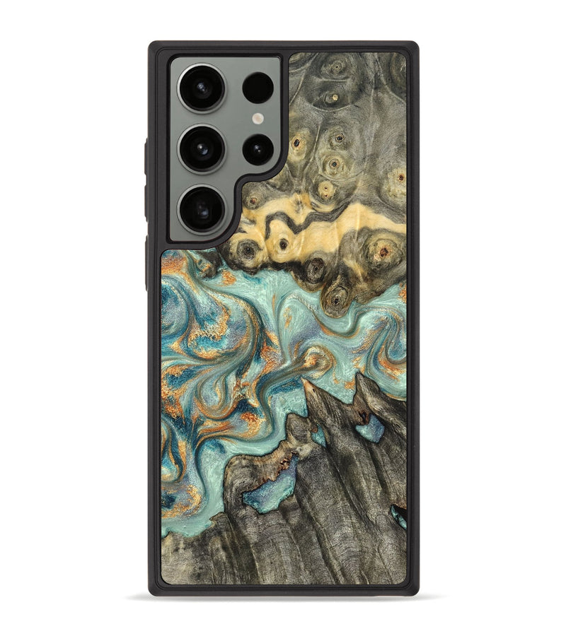 Galaxy S23 Ultra Wood Phone Case - Glenna (Teal & Gold, 823460)