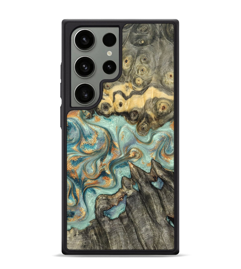 Galaxy S24 Ultra Wood Phone Case - Glenna (Teal & Gold, 823460)