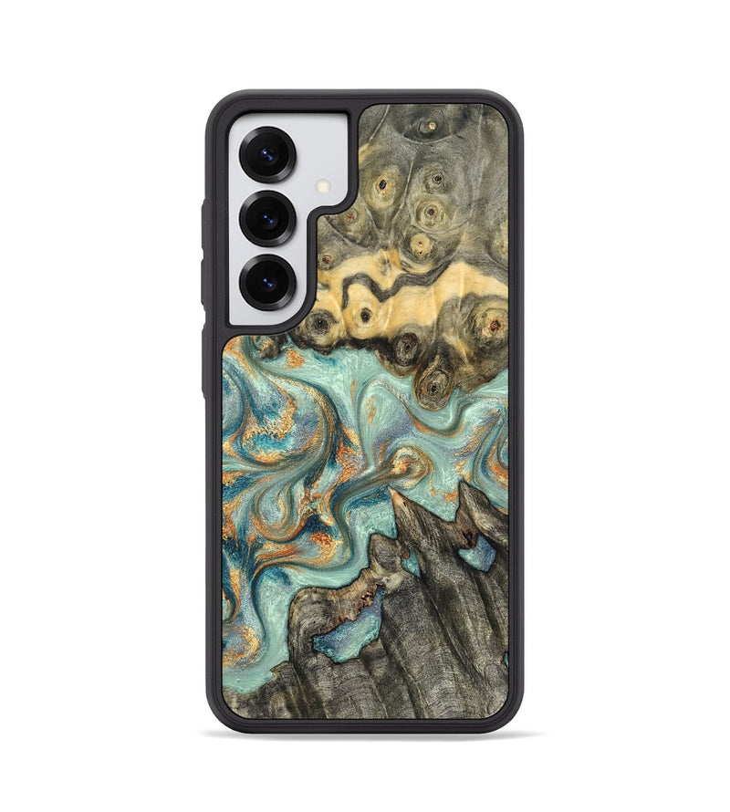 Galaxy S25 Wood Phone Case - Glenna (Teal & Gold, 823460)