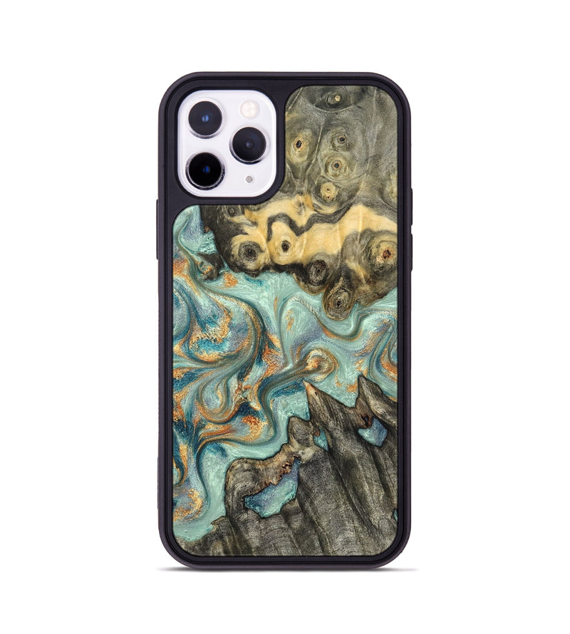 iPhone 11 Pro Wood Phone Case - Glenna (Teal & Gold, 823460)
