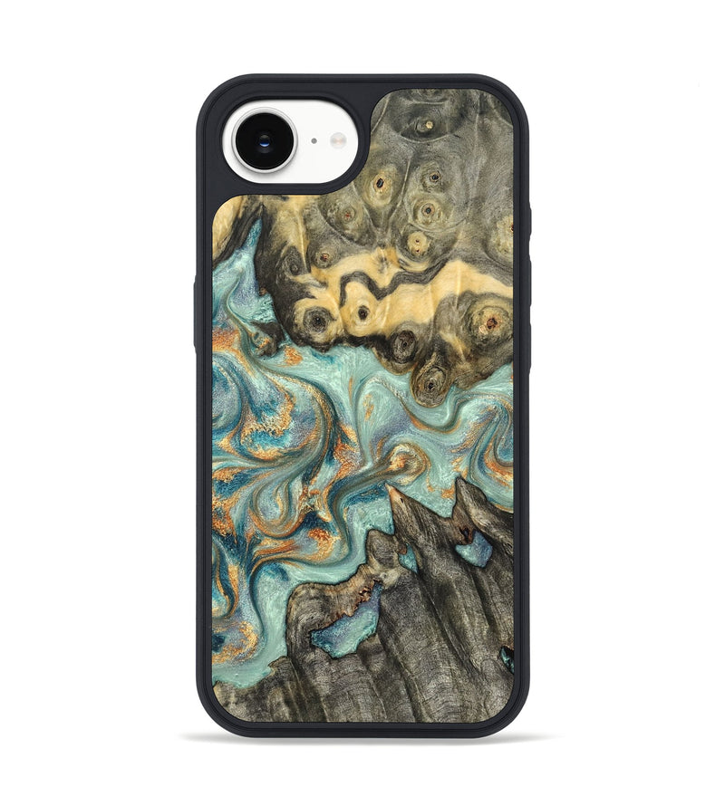 iPhone 17e Wood Phone Case - Glenna (Teal & Gold, 823460)