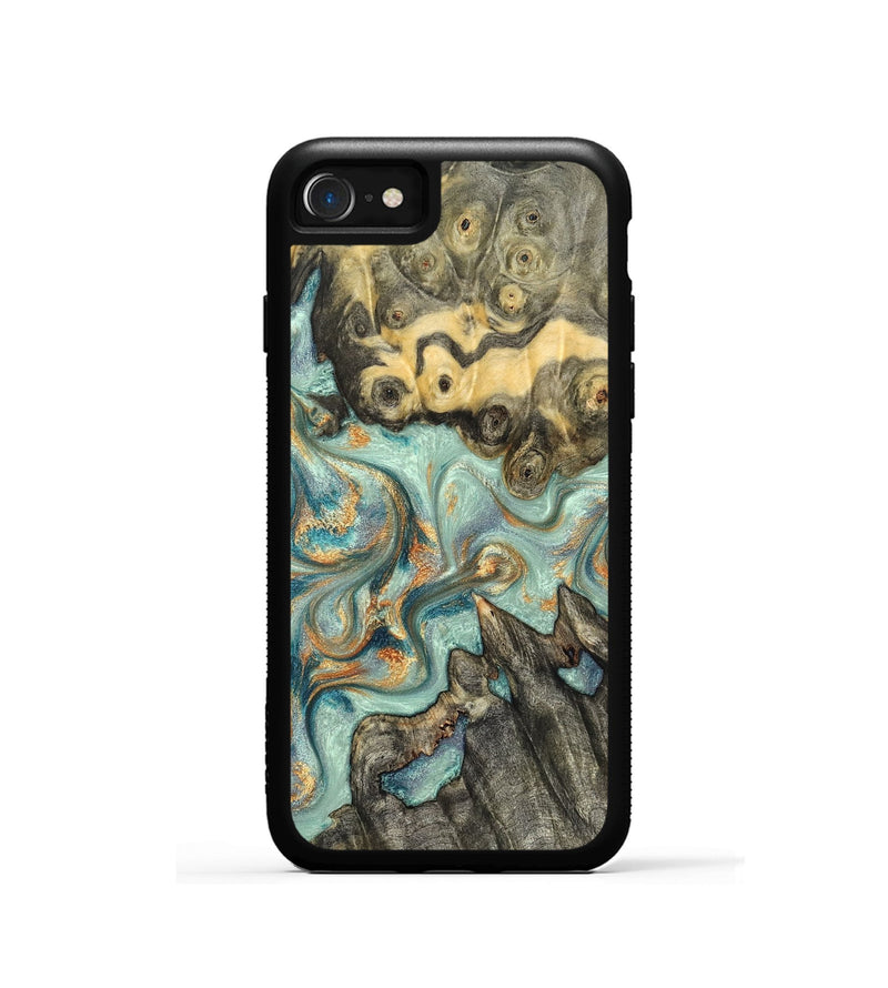 iPhone SE Wood Phone Case - Glenna (Teal & Gold, 823460)