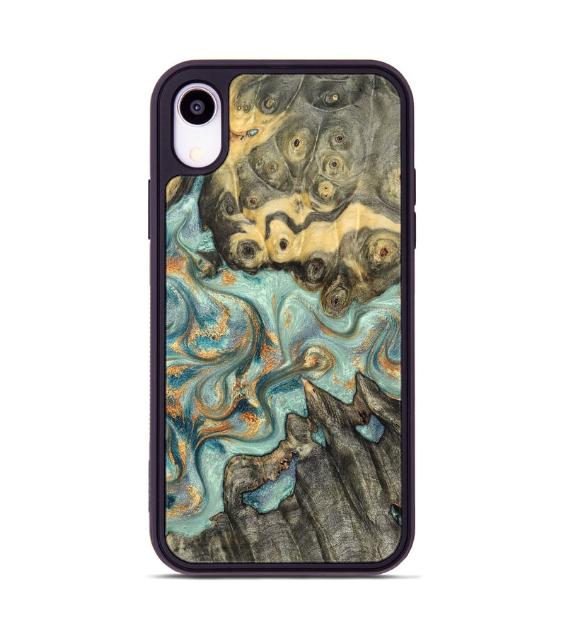 iPhone Xr Wood Phone Case - Glenna (Teal & Gold, 823460)