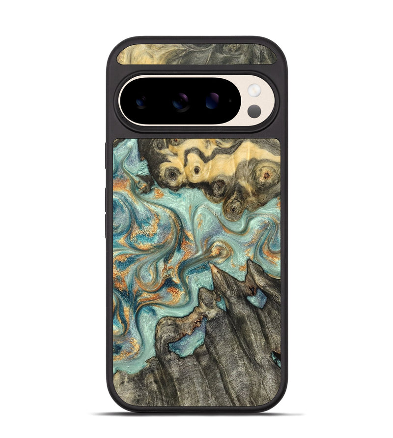 Pixel 10 Wood Phone Case - Glenna (Teal & Gold, 823460)