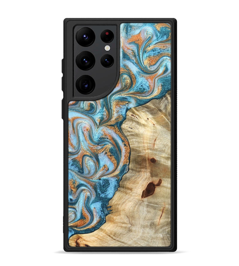 Galaxy S22 Ultra Wood Phone Case - Abe (Teal & Gold, 823461)
