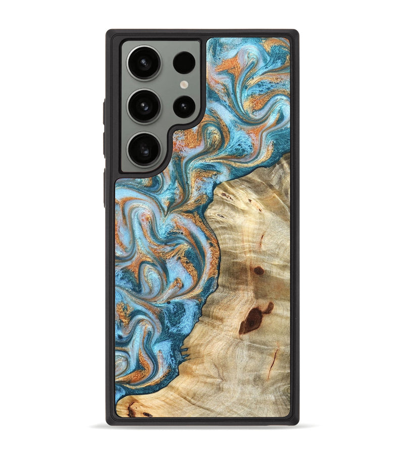 Galaxy S23 Ultra Wood Phone Case - Abe (Teal & Gold, 823461)