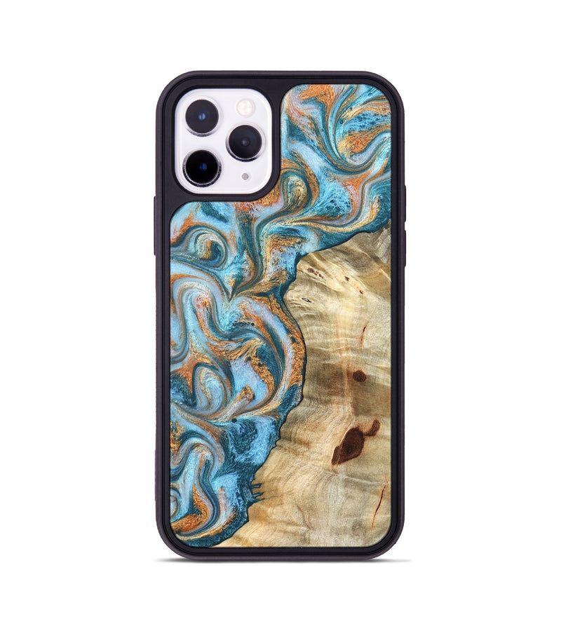 iPhone 11 Pro Wood Phone Case - Abe (Teal & Gold, 823461)