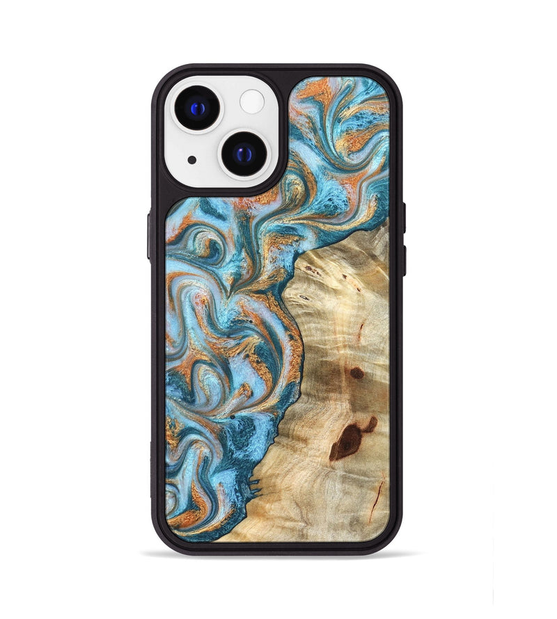 iPhone 13 Wood Phone Case - Abe (Teal & Gold, 823461)