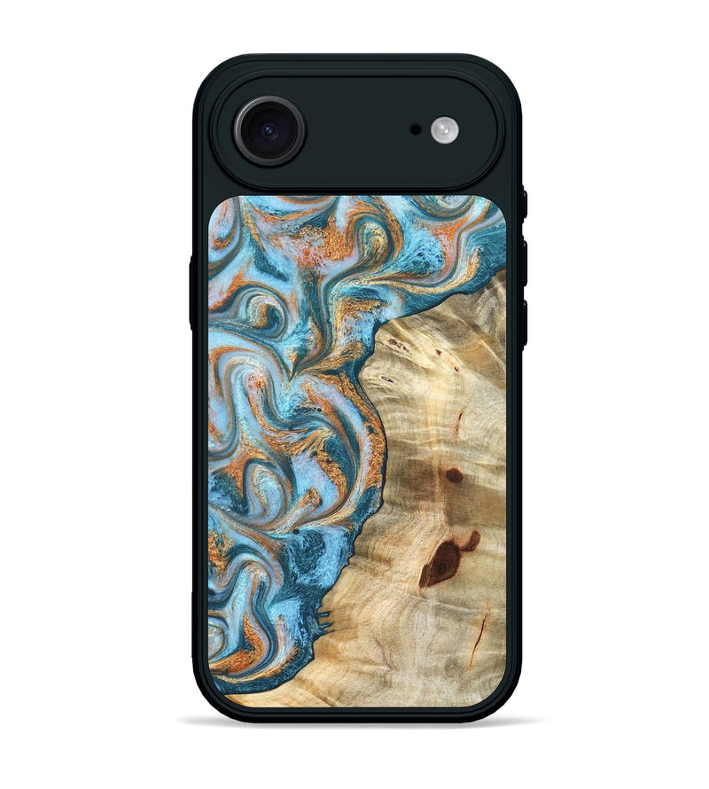 iPhone 17 Air Wood Phone Case - Abe (Teal & Gold, 823461)
