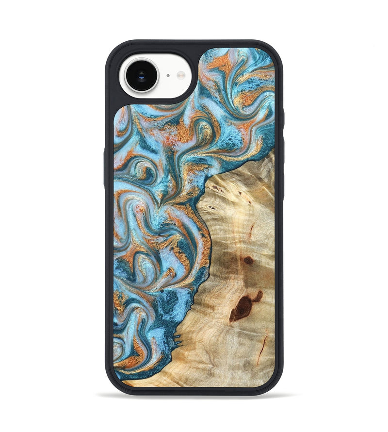 iPhone 17e Wood Phone Case - Abe (Teal & Gold, 823461)