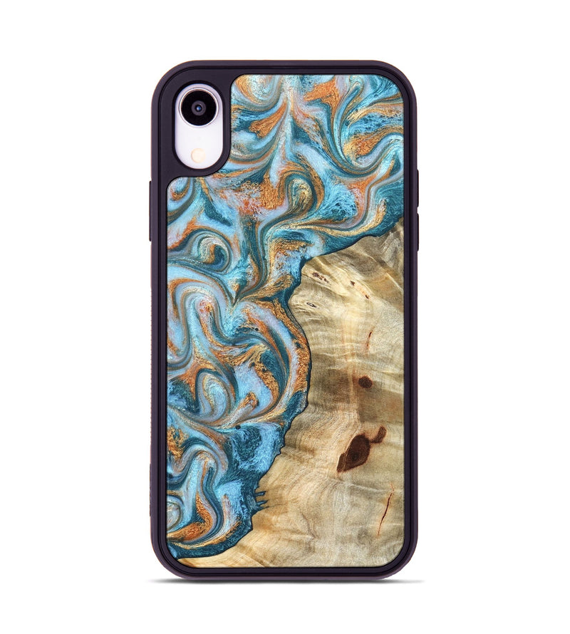 iPhone Xr Wood Phone Case - Abe (Teal & Gold, 823461)