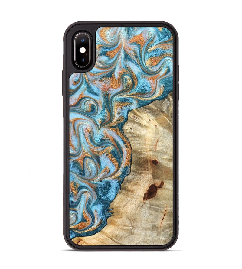 iPhone Xs Max Wood Phone Case - Abe (Teal & Gold, 823461)