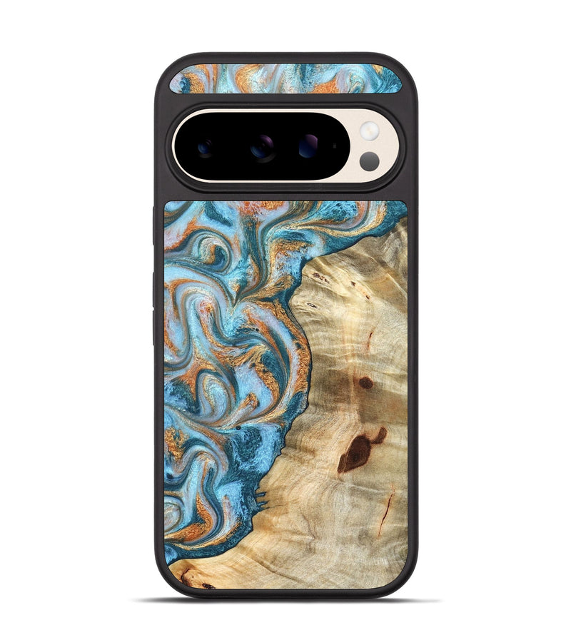 Pixel 10 Wood Phone Case - Abe (Teal & Gold, 823461)