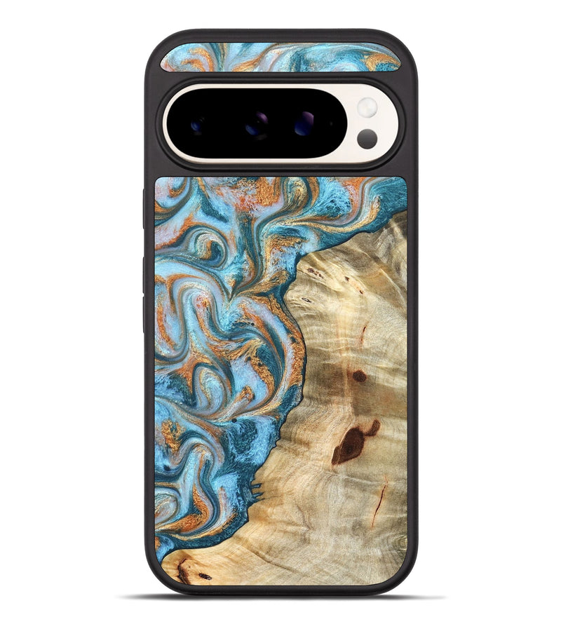 Pixel 10 Pro XL Wood Phone Case - Abe (Teal & Gold, 823461)