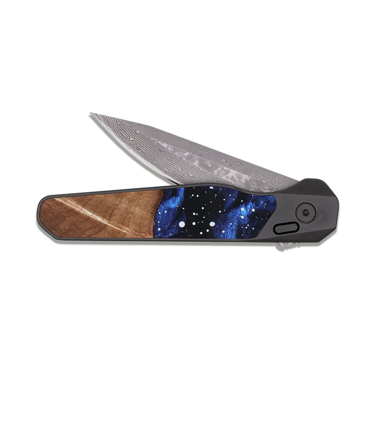EDC Dark Damascus Wood Pocket Knife - Brenden (Cosmos, 823466)