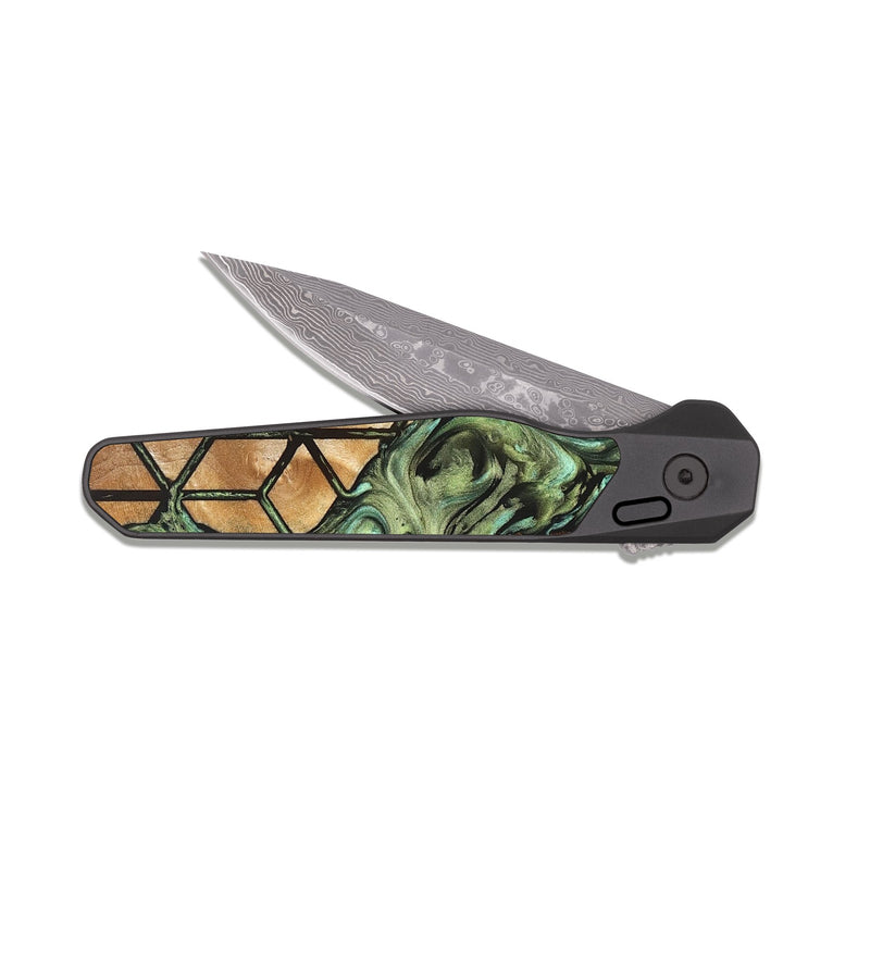 EDC Dark Damascus Wood Pocket Knife - Elvis (Pattern, 823468)