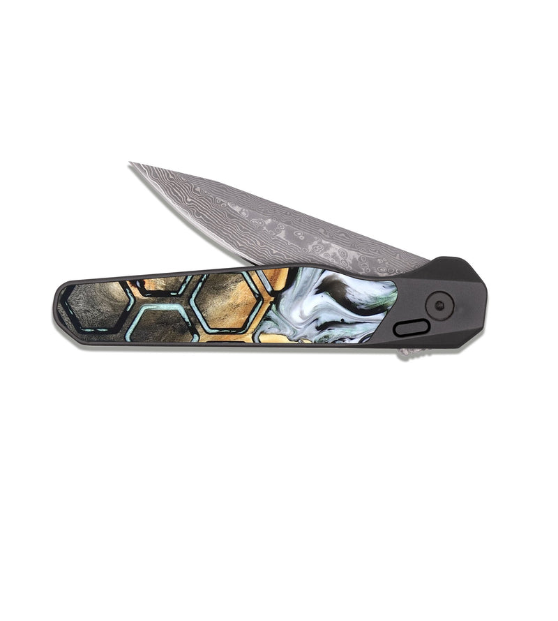 EDC Dark Damascus Wood Pocket Knife - Amare (Pattern, 823470)