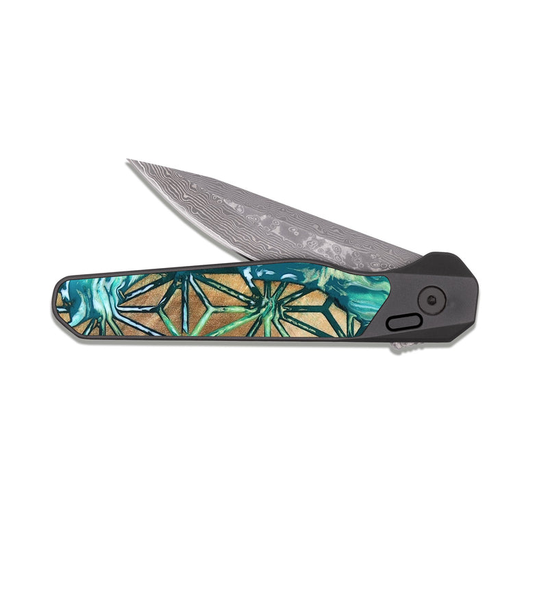EDC Dark Damascus Wood Pocket Knife - Niko (Pattern, 823472)