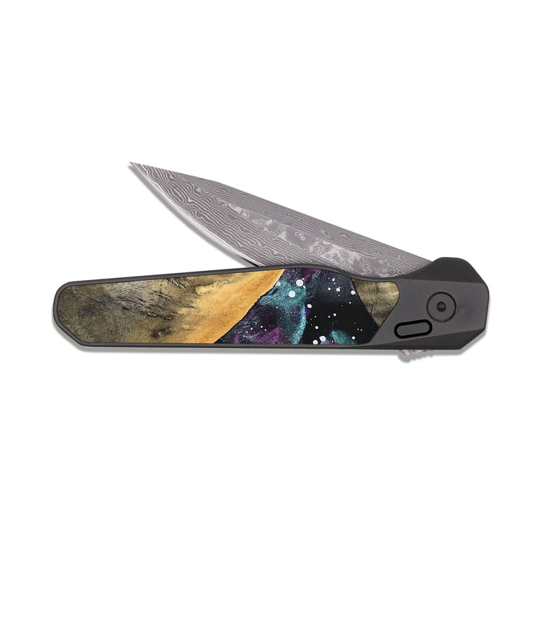 EDC Dark Damascus Wood Pocket Knife - Vince (Cosmos, 823476)