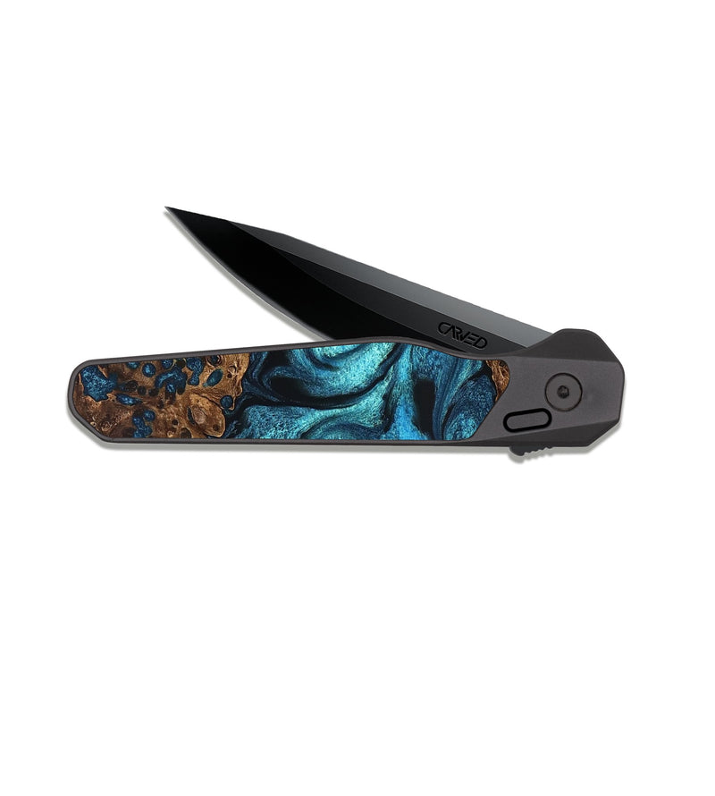 EDC Dark Slate Wood Pocket Knife - Lovie (Blue, 823482)