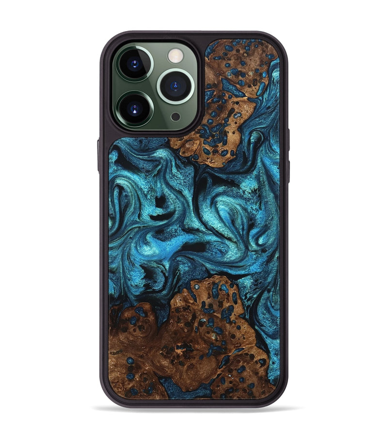 iPhone 13 Pro Max Wood Phone Case - Lovie (Blue, 823482)