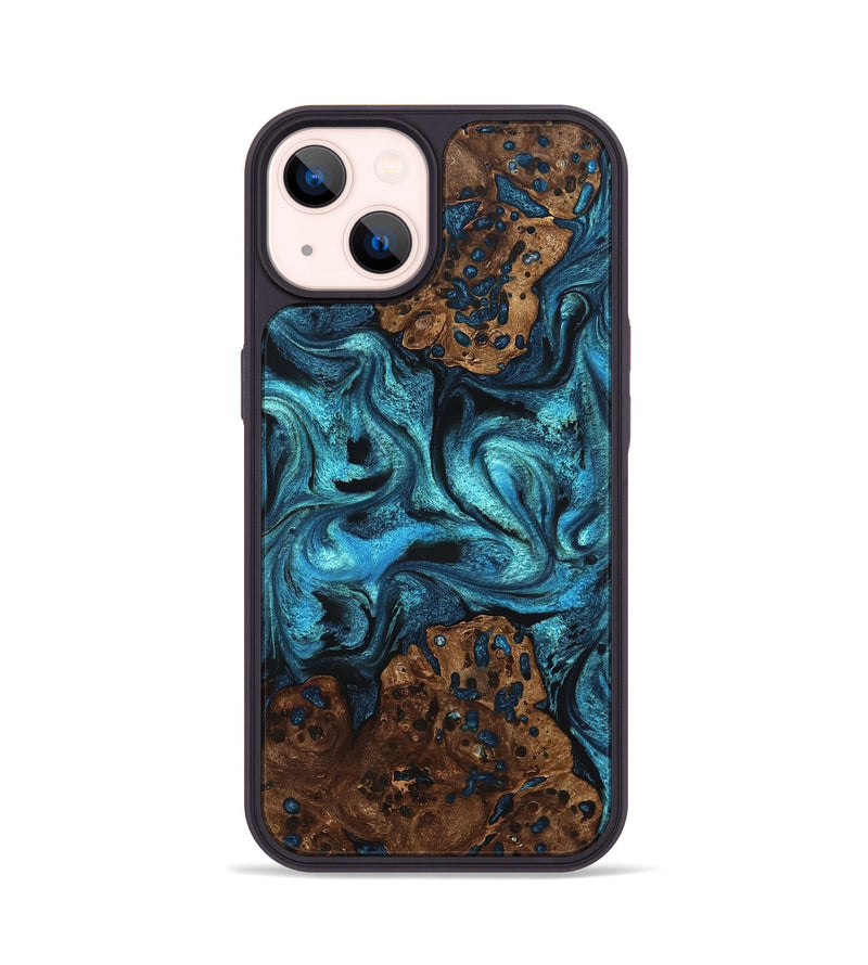iPhone 14 Wood Phone Case - Lovie (Blue, 823482)