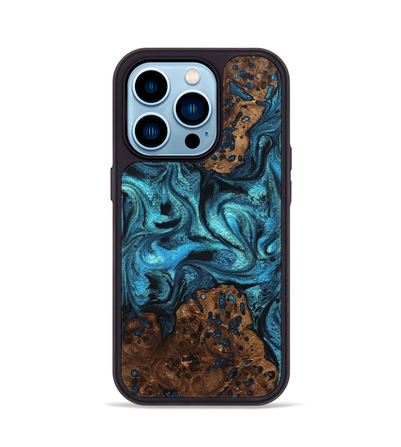iPhone 14 Pro Wood Phone Case - Lovie (Blue, 823482)