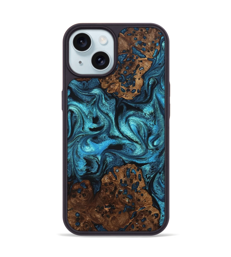 iPhone 15 Wood Phone Case - Lovie (Blue, 823482)
