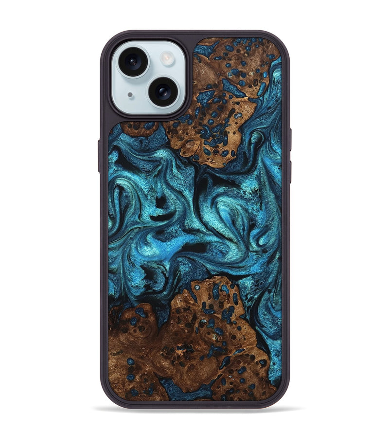 iPhone 15 Plus Wood Phone Case - Lovie (Blue, 823482)