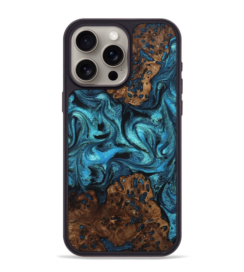 iPhone 15 Pro Max Wood Phone Case - Lovie (Blue, 823482)