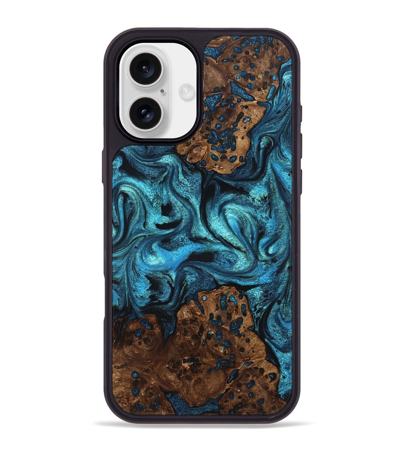 iPhone 16 Plus Wood Phone Case - Lovie (Blue, 823482)