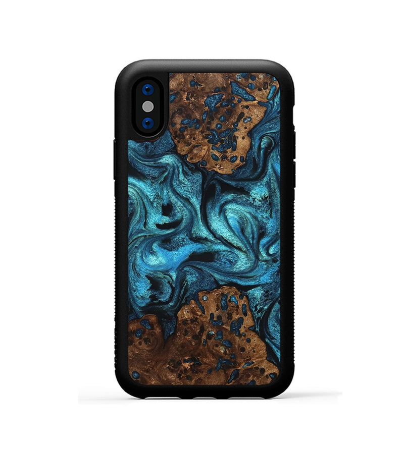 iPhone Xs Wood Phone Case - Lovie (Blue, 823482)