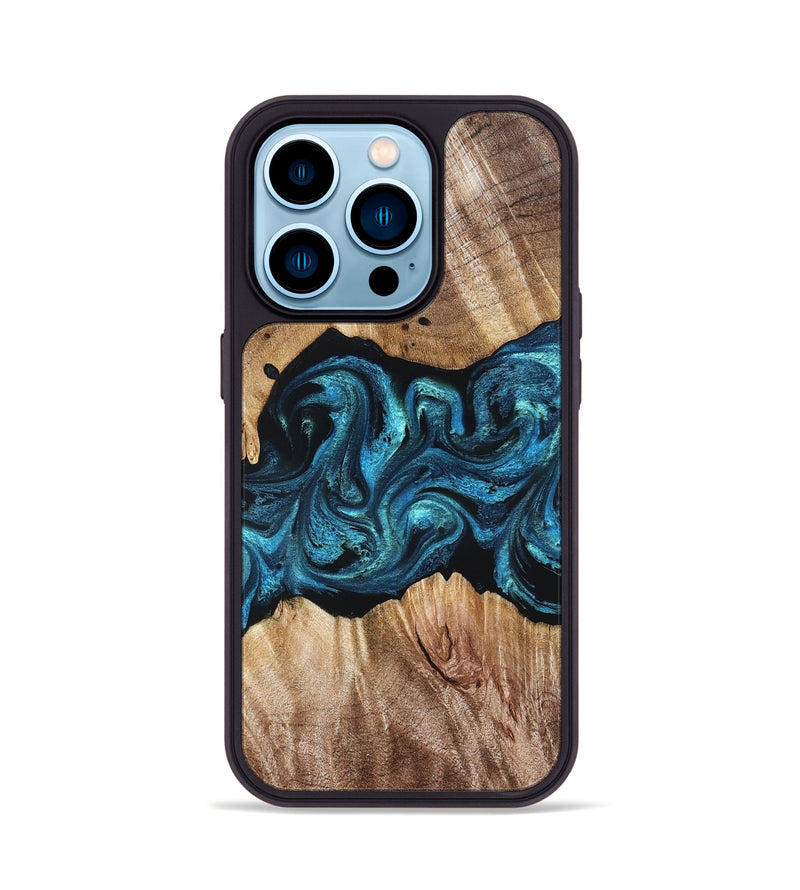 iPhone 14 Pro Wood Phone Case - Robert (Blue, 823483)