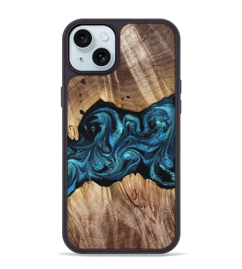 iPhone 15 Plus Wood Phone Case - Robert (Blue, 823483)