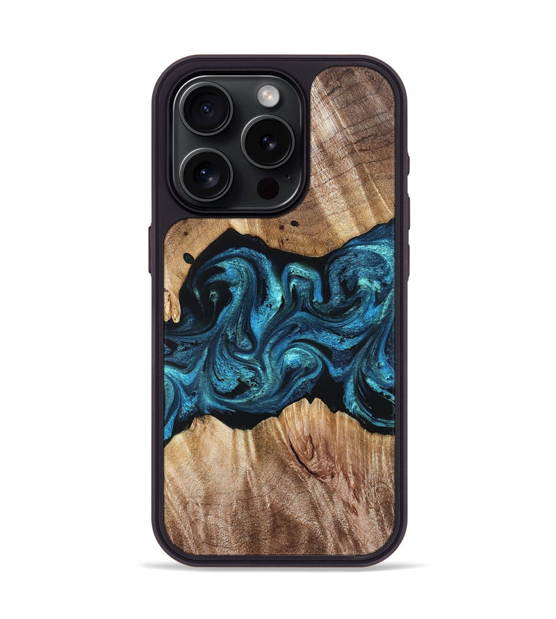 iPhone 15 Pro Wood Phone Case - Robert (Blue, 823483)