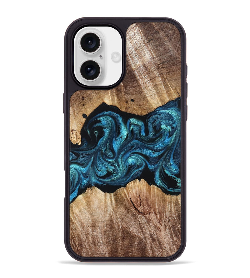 iPhone 16 Plus Wood Phone Case - Robert (Blue, 823483)