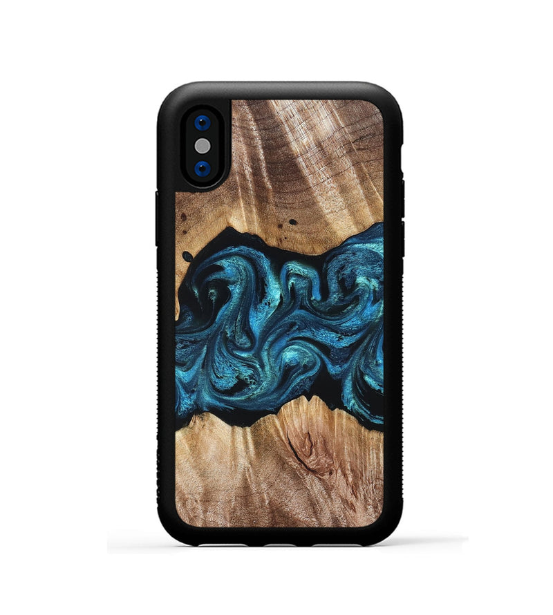 iPhone Xs Wood Phone Case - Robert (Blue, 823483)