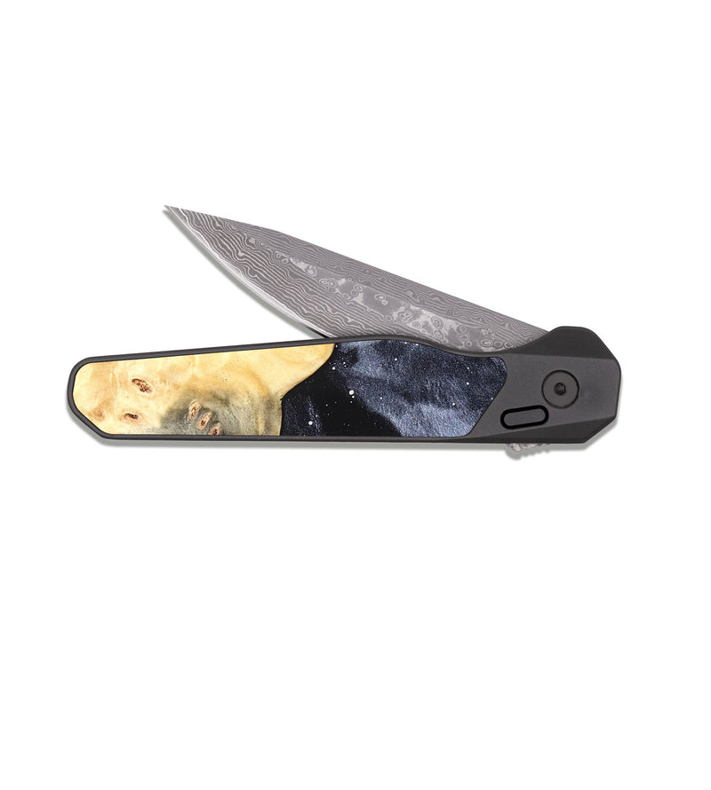 EDC Dark Damascus Wood Pocket Knife - Norman (Cosmos, 823486)