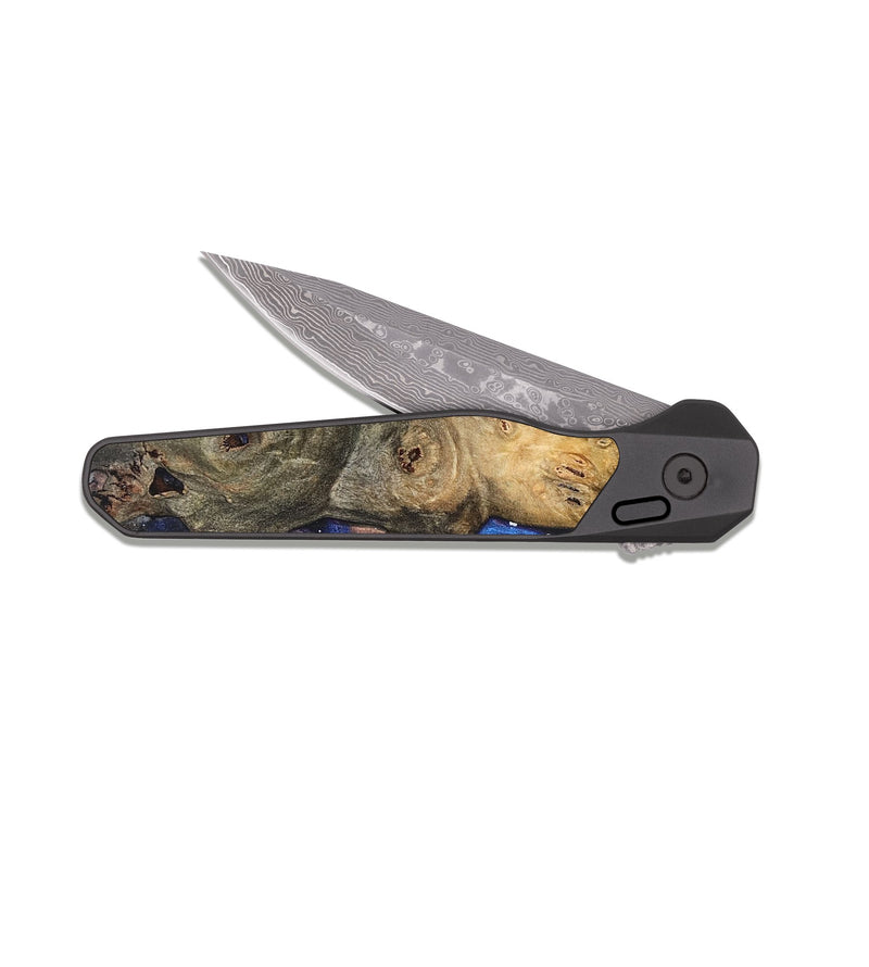 EDC Dark Damascus Wood Pocket Knife - Kattie (Cosmos, 823488)