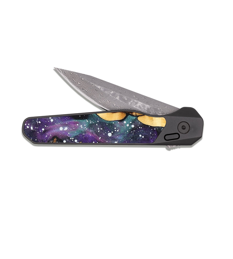 EDC Dark Damascus Wood Pocket Knife - Macie (Cosmos, 823491)