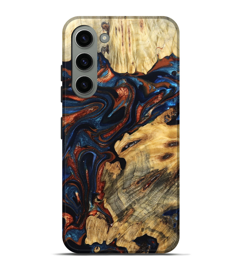 Galaxy S23 Plus Wood Live Edge Phone Case - Samara (Teal & Gold, 823493)