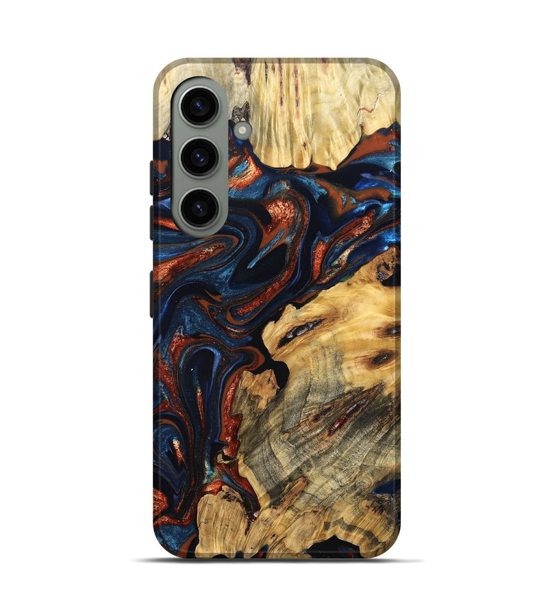Galaxy S24 Wood Live Edge Phone Case - Samara (Teal & Gold, 823493)