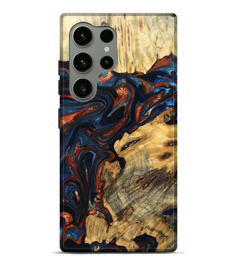 Galaxy S24 Ultra Wood Live Edge Phone Case - Samara (Teal & Gold, 823493)